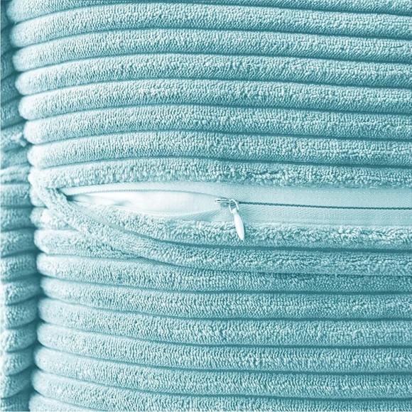 Blue Striped Texture Corduroy Decorative Farmhouse Luxury Soft Pillow Cover Set - Picture 3 of 6